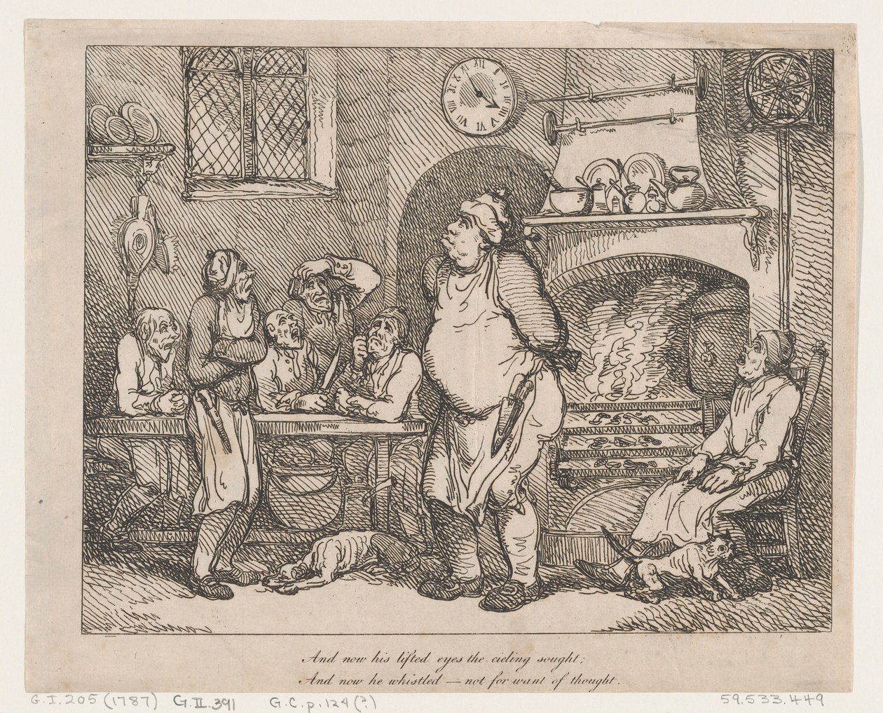 Og nu søgte hans løftede blik mod loftet... af Thomas Rowlandson