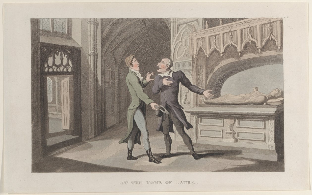At the Tomb of Laura, fra Journal of Sentimental Travels in the Southern Provinces of..., 1817-21. af Thomas Rowlandson
