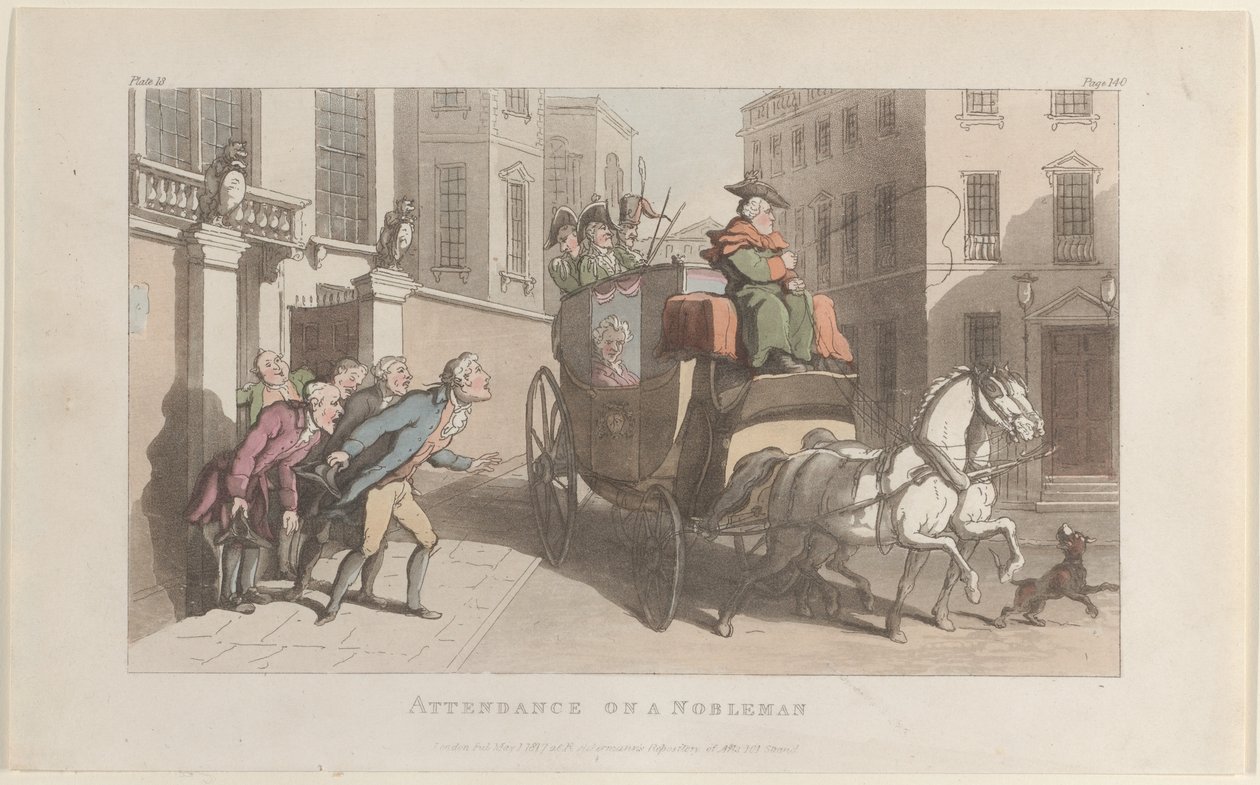 Deltagelse på en adelsmand, fra The Vicar of Wakefield, 1. maj 1817., 1. maj 1817. af Thomas Rowlandson