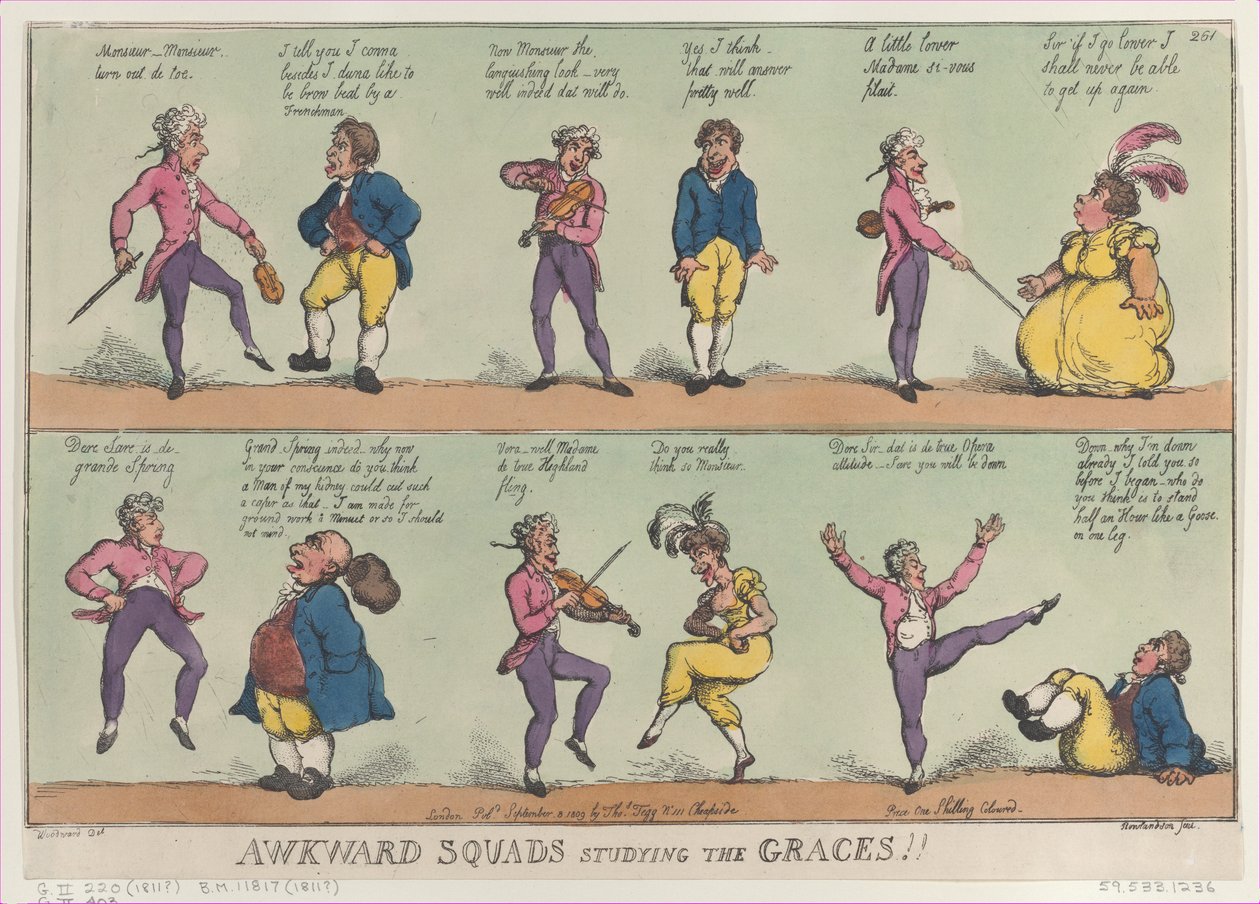 Awkward Squads Studying the Graces!!, 29. august 1809., 29. august 1809. af Thomas Rowlandson