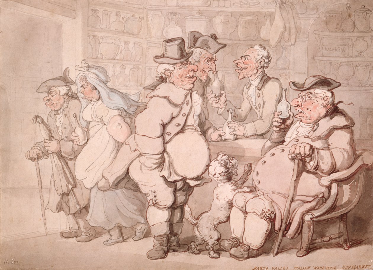 Barto Valles italienske lager, Haymarket, London af Thomas Rowlandson