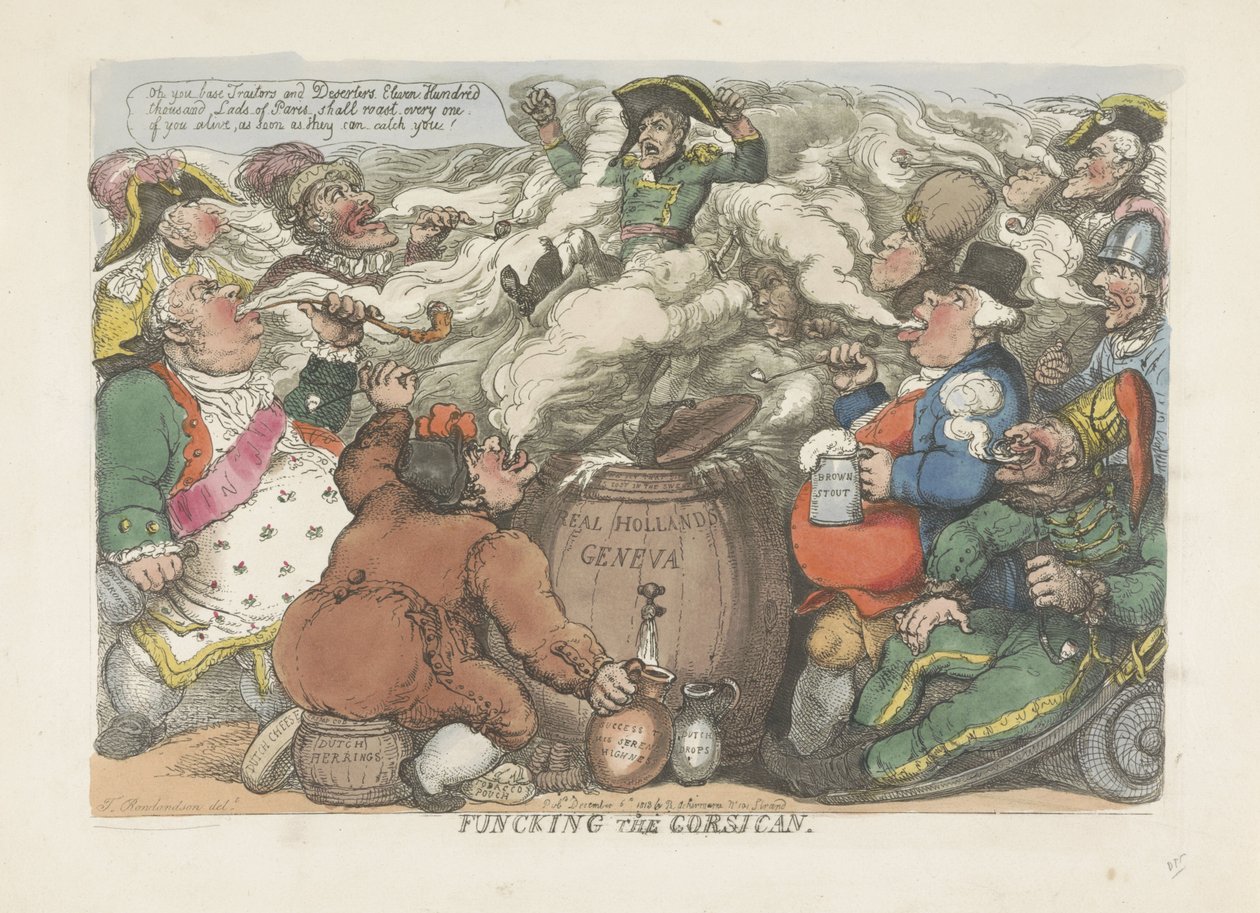 Desinfektion af korsikaneren, 1813 Funcking the Corsican (titel på objekt) af Thomas Rowlandson