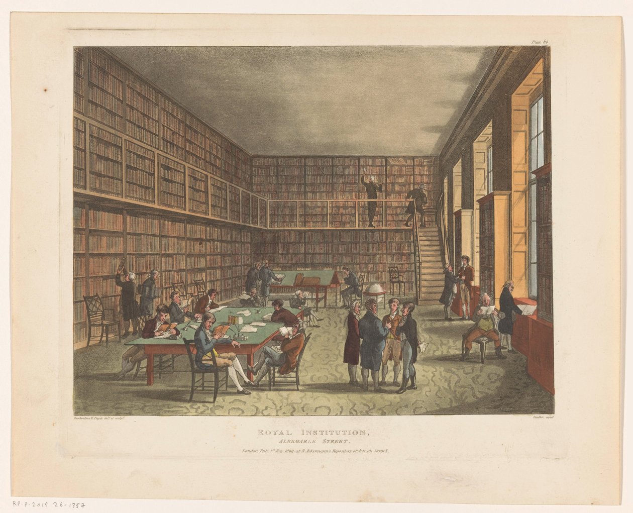 Library of the Royal Institution i London Royal Institution, Albemarle Street (titel på objekt) af Thomas Rowlandson