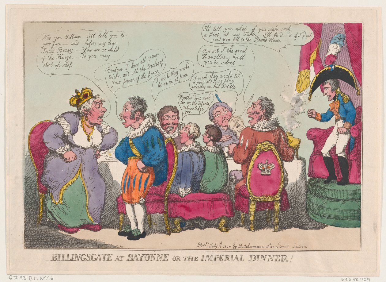 Billingsgate ved Bayonne, eller The Imperial Dinner!, 10. juli 1808., 10. juli 1808. af Thomas Rowlandson