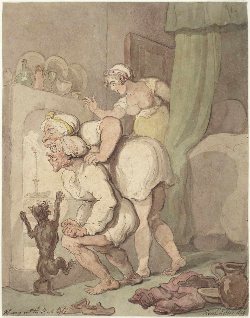 At blæse stearinlyset ud af Thomas Rowlandson
