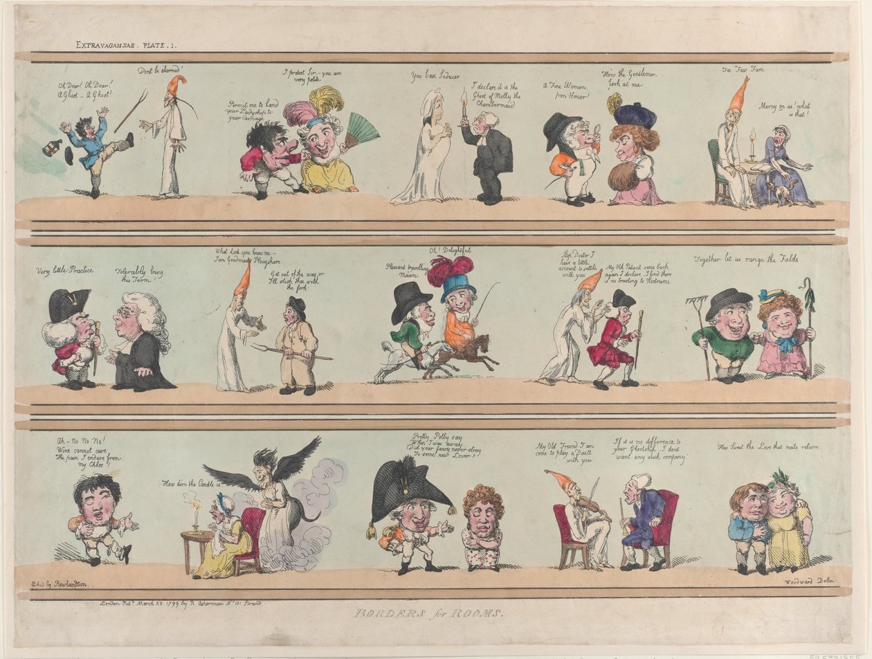 Borders for Rooms, Extravaganzas Plate 1, 28. marts 1799., 28. marts 1799. af Thomas Rowlandson
