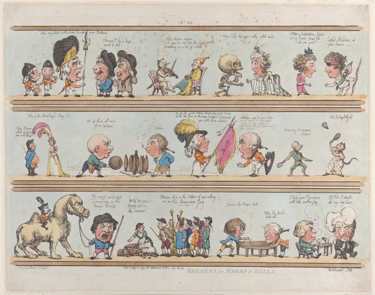 Borders for Rooms & Halls, Tavle 10, 10. juli 1799., 10. juli 1799. af Thomas Rowlandson