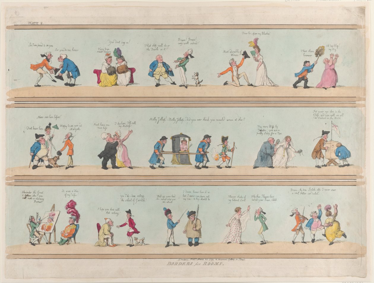 Grænser for værelser, tavle 2, 25. marts 1799., 25. marts 1799. af Thomas Rowlandson