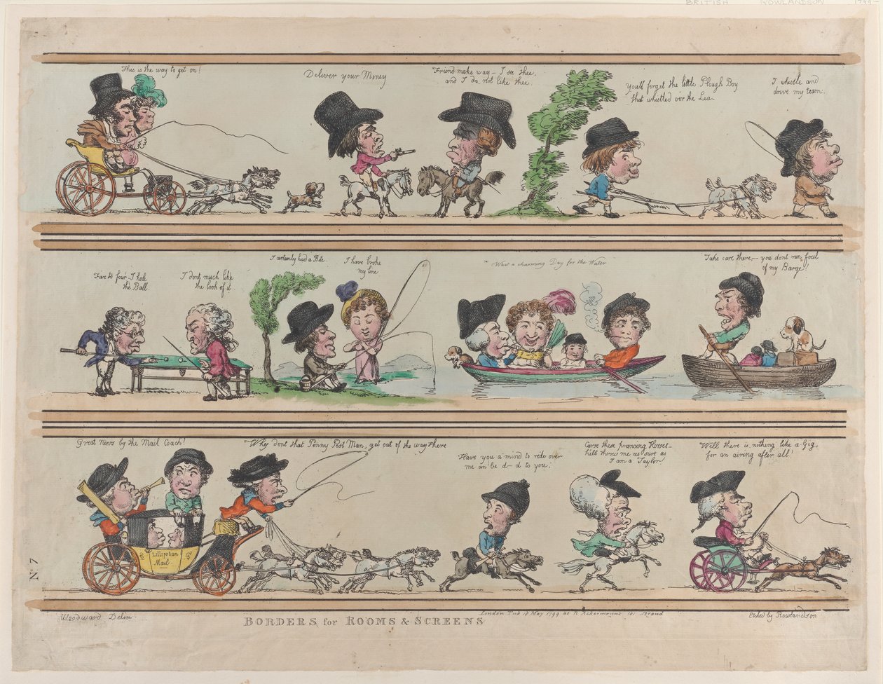 Borders for Rooms & Screens, Plade 7, 10. maj 1799., 10. maj 1799. af Thomas Rowlandson