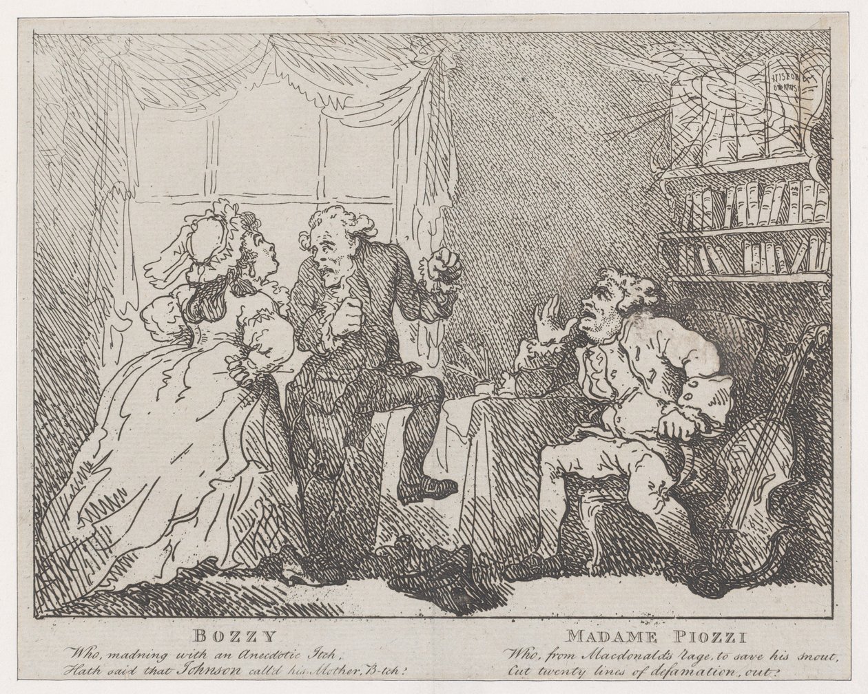 Bozzy og Madame Piozzi Frontispice, Bozzy og Piozzi af Peter Pindar, 1780-86., 1780-86. af Thomas Rowlandson