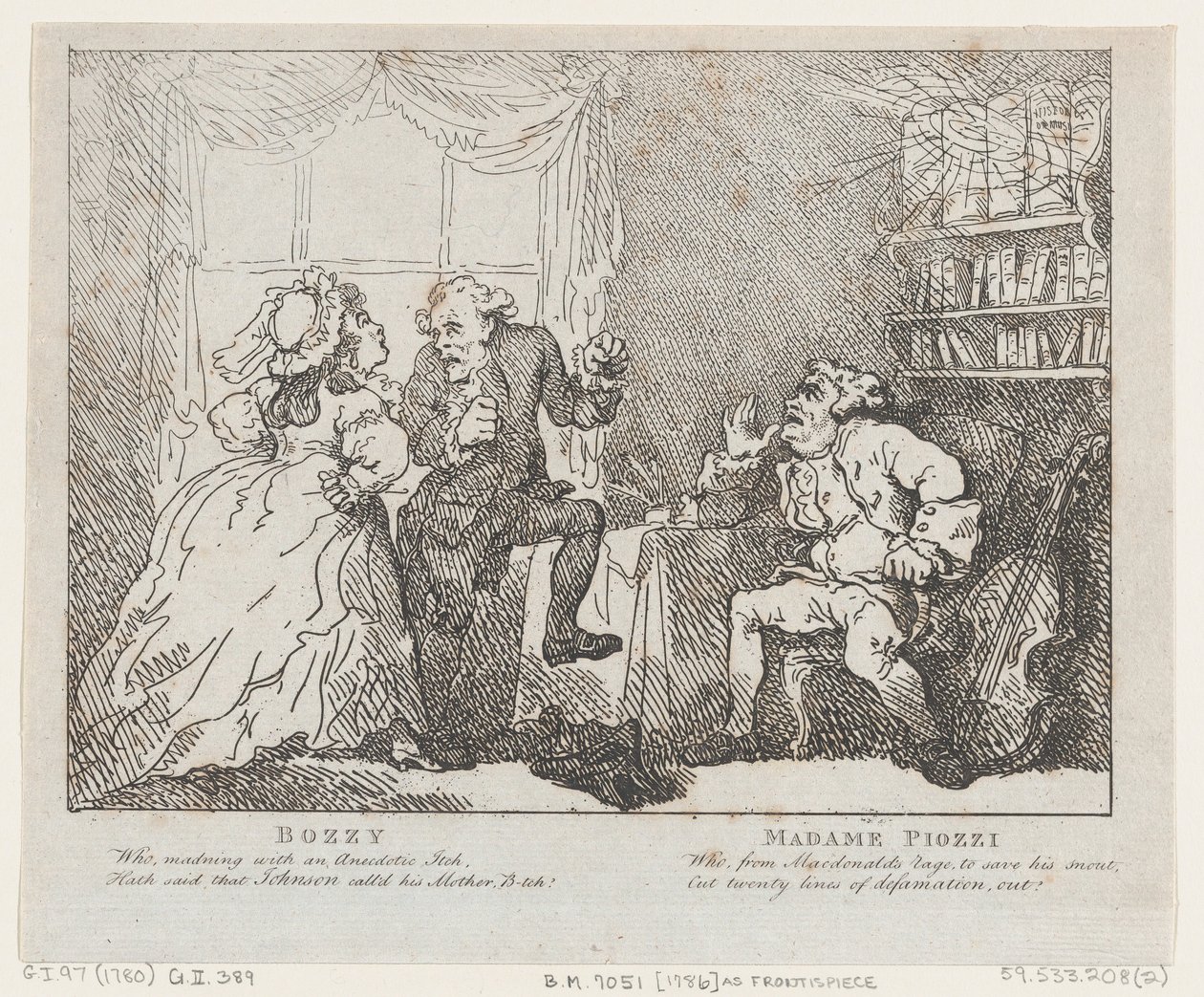 Bozzy og Madame Piozzi Frontispice, Bozzy og Piozzi af Peter Pindar, 1780-86., 1780-86. af Thomas Rowlandson