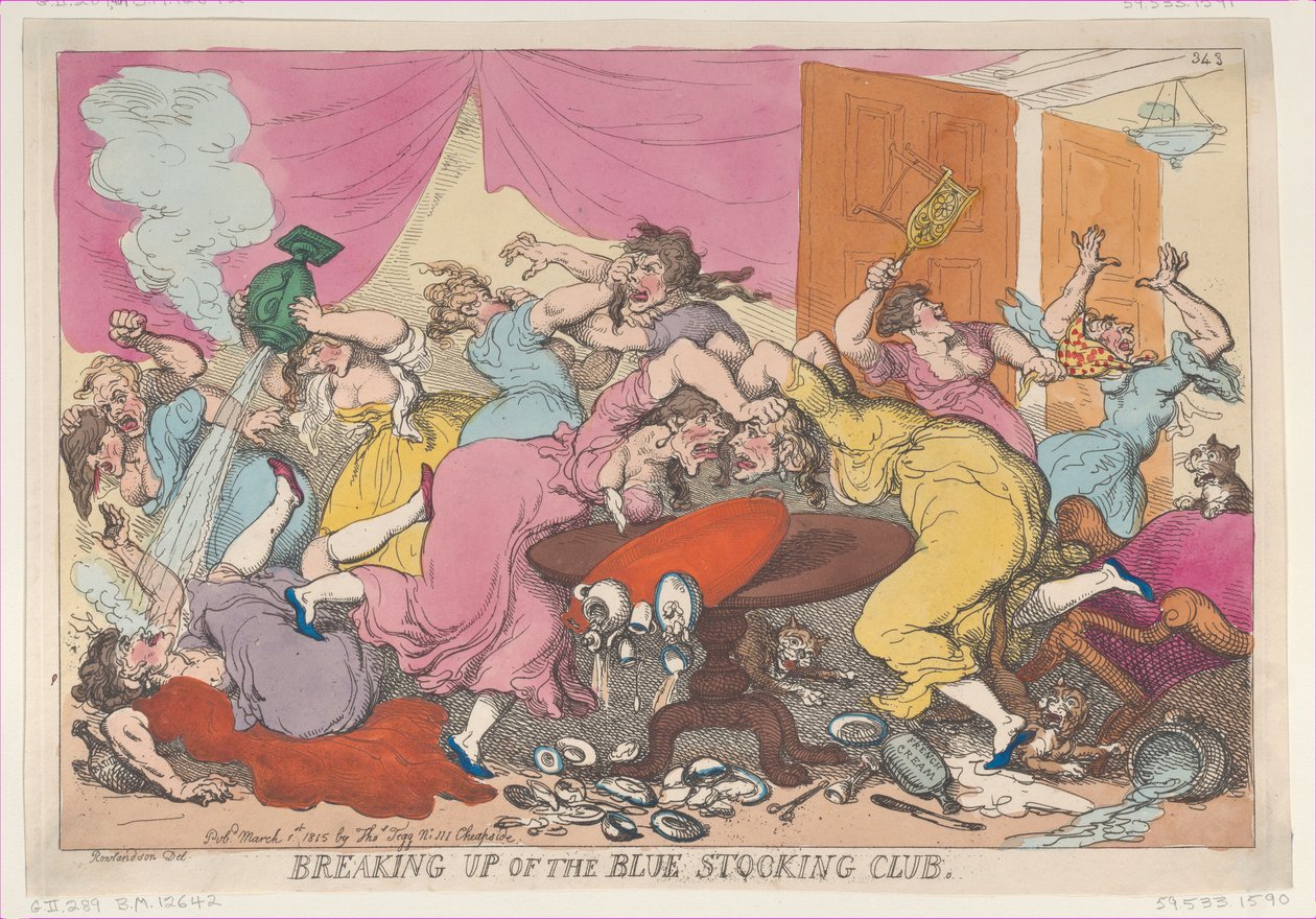 Opløsning af den blå strømpeklub, 1. marts 1815., 1. marts 1815. af Thomas Rowlandson