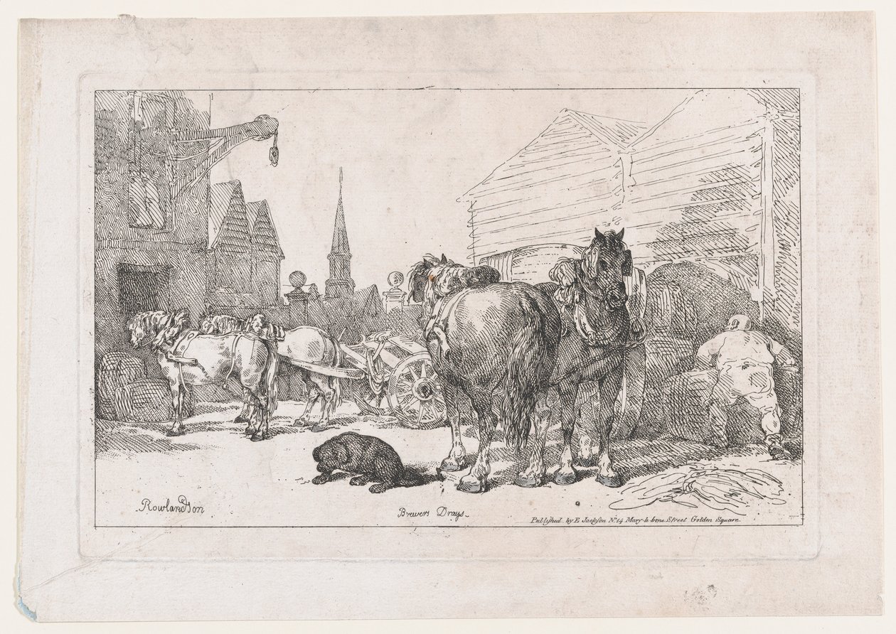 Brewers Drays, fra A New Book of Horses and Carriages, 1784., 1784. af Thomas Rowlandson