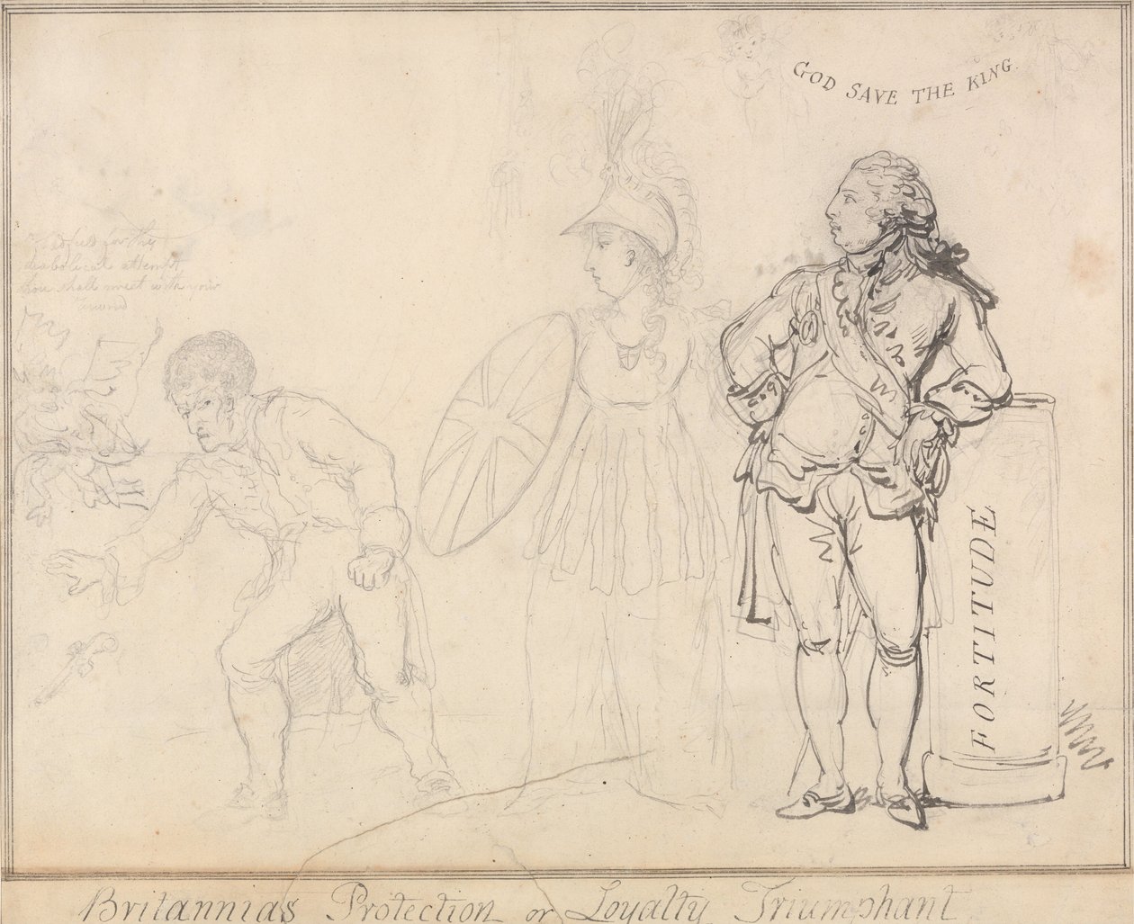 Britannias beskyttelse, eller loyalitetens sejr af Thomas Rowlandson