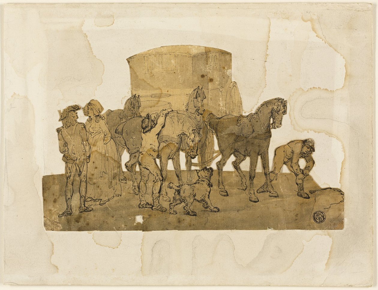 Vognheste og Hostlere af Thomas Rowlandson