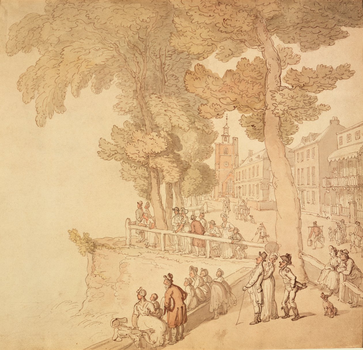 Cheyne Walk, London, ca. slutningen af det 18.-begyndelsen af det 19. århundrede af Thomas Rowlandson
