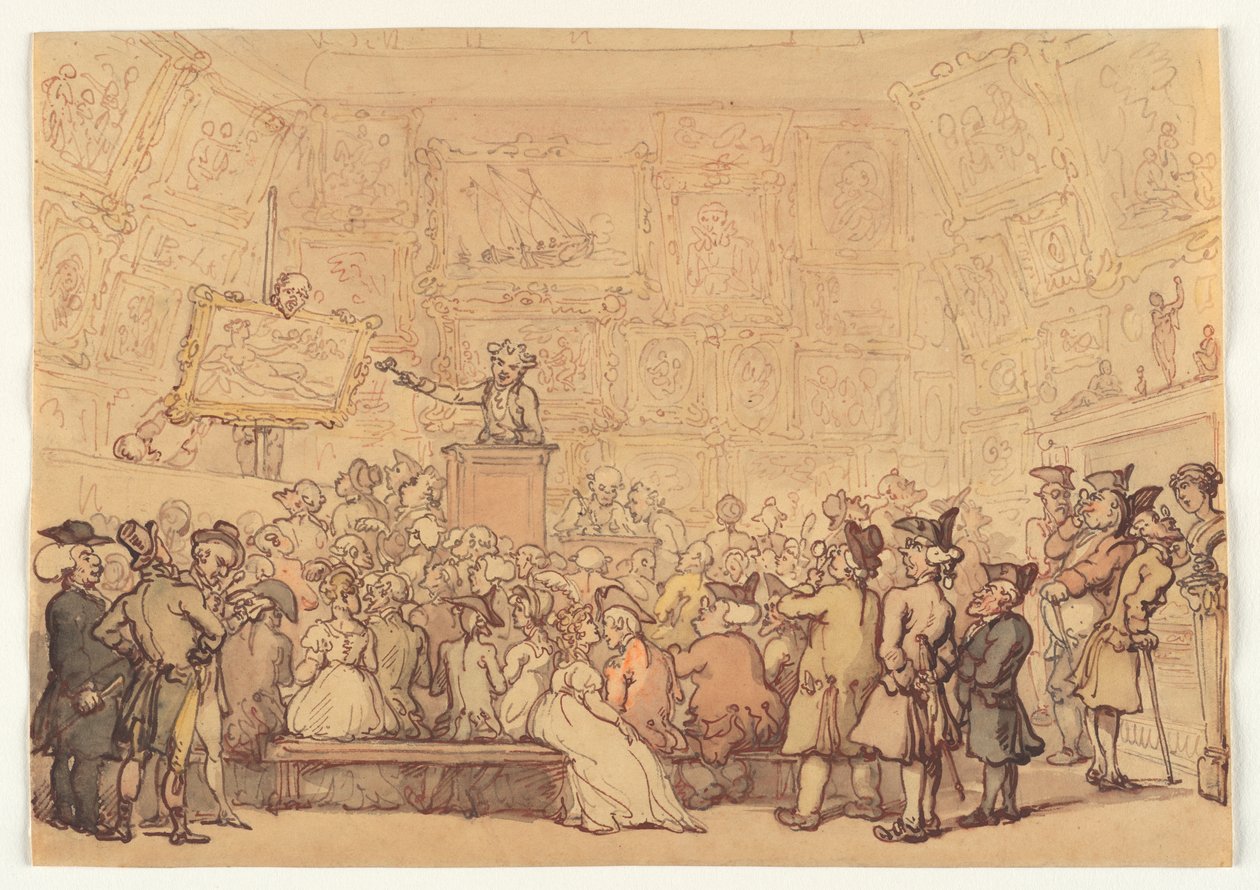 Christies auktionssal, Pall Mall af Thomas Rowlandson