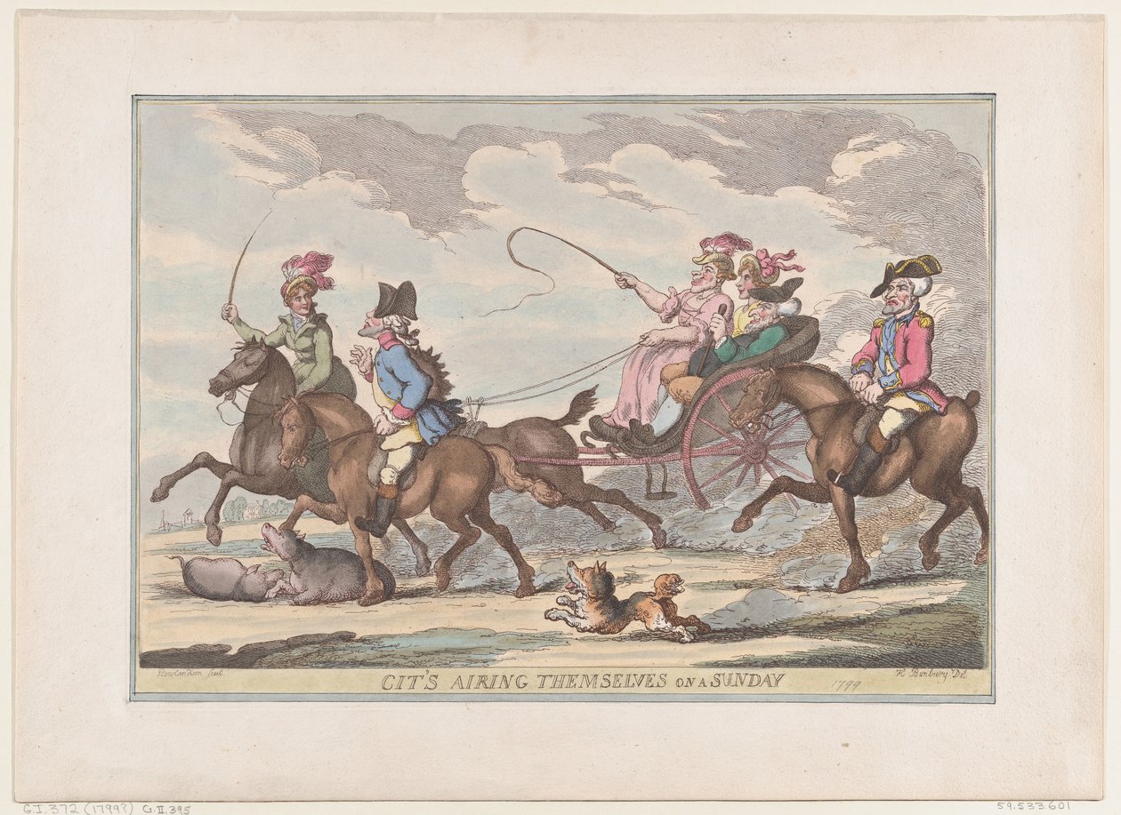 Cit lufter sig selv på en søndag, 1799., 1799. af Thomas Rowlandson