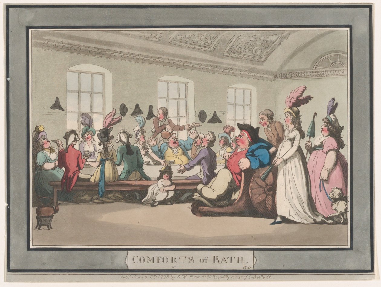 Comforts of Bath, plade 11, 6. januar 1798., 6. januar 1798. af Thomas Rowlandson