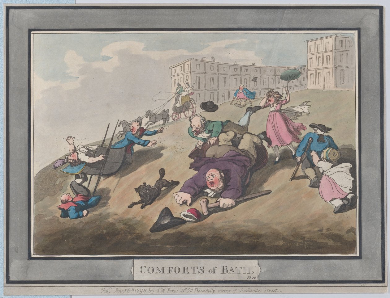 Comforts of Bath, plade 12, 6. januar 1798., 6. januar 1798. af Thomas Rowlandson