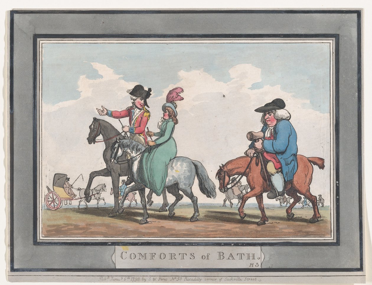 Comforts of Bath, Plade 5, 6. januar 1798., 6. januar 1798. af Thomas Rowlandson