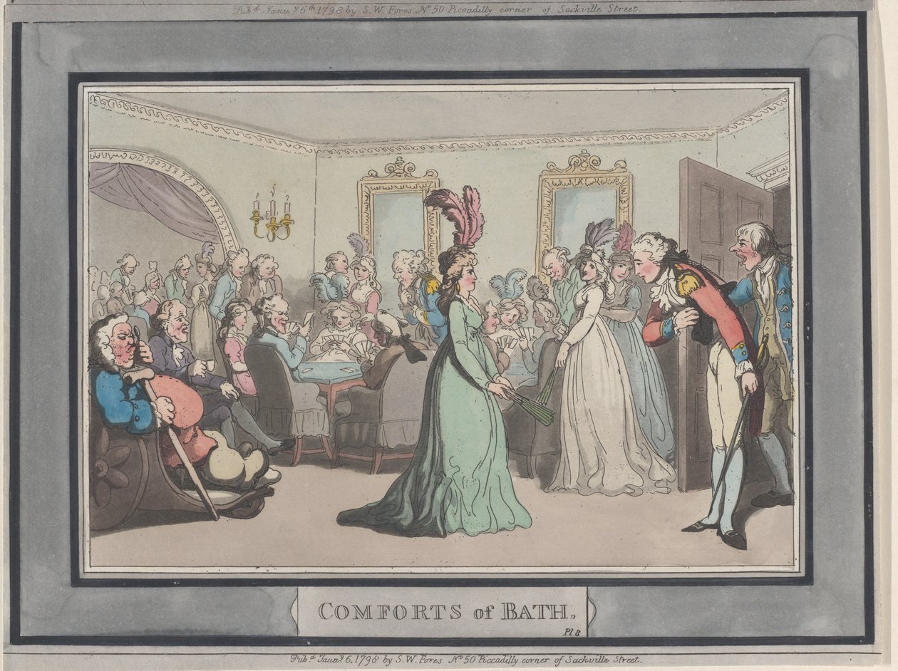 Comforts of Bath, plade 8, 6. januar 1798., 6. januar 1798. af Thomas Rowlandson