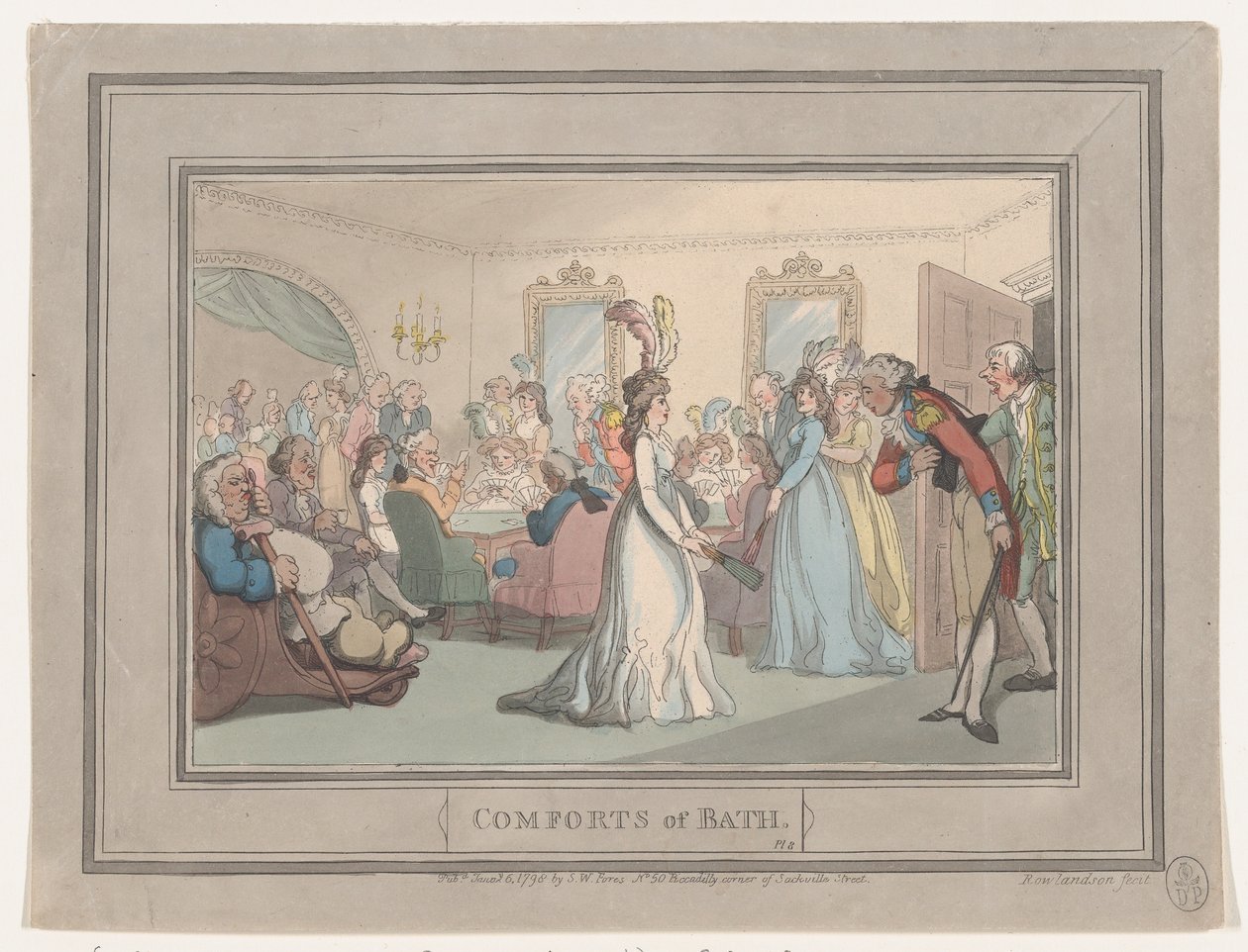 Comforts of Bath, plade 8, 6. januar 1798., 6. januar 1798. af Thomas Rowlandson