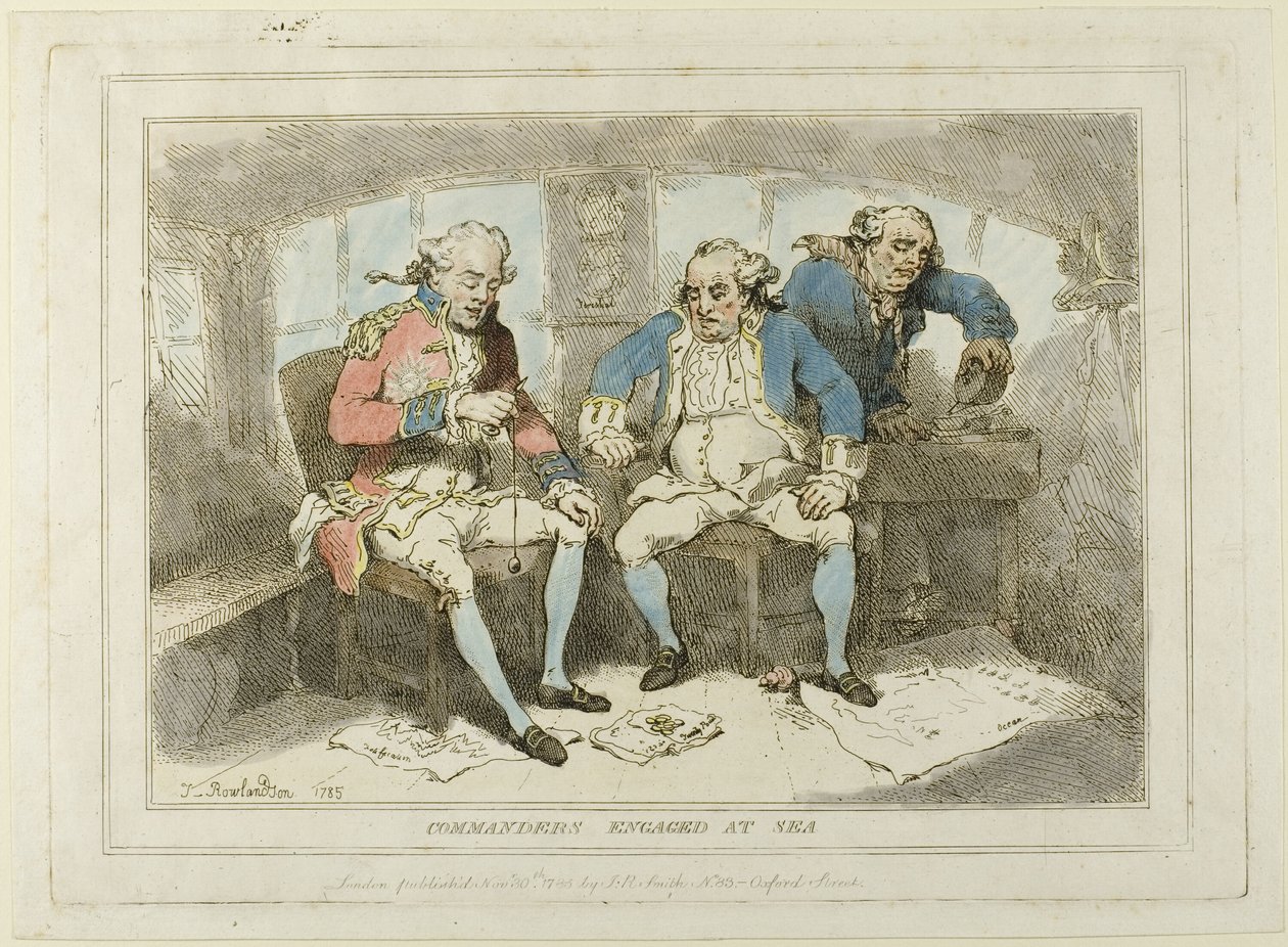 Kommandører engageret til søs af Thomas Rowlandson