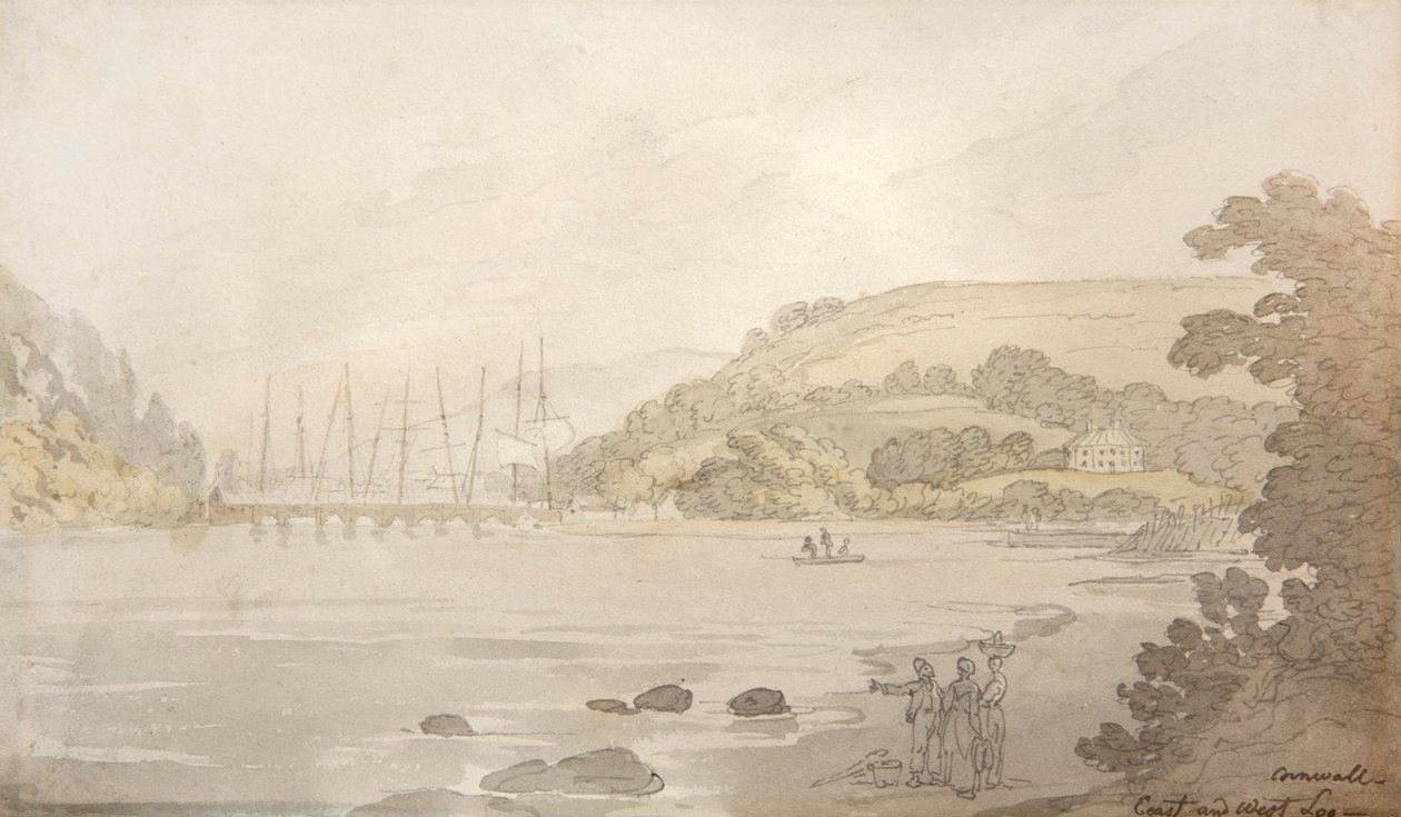 Cornwall, East og West Looe (akvarel) af Thomas Rowlandson
