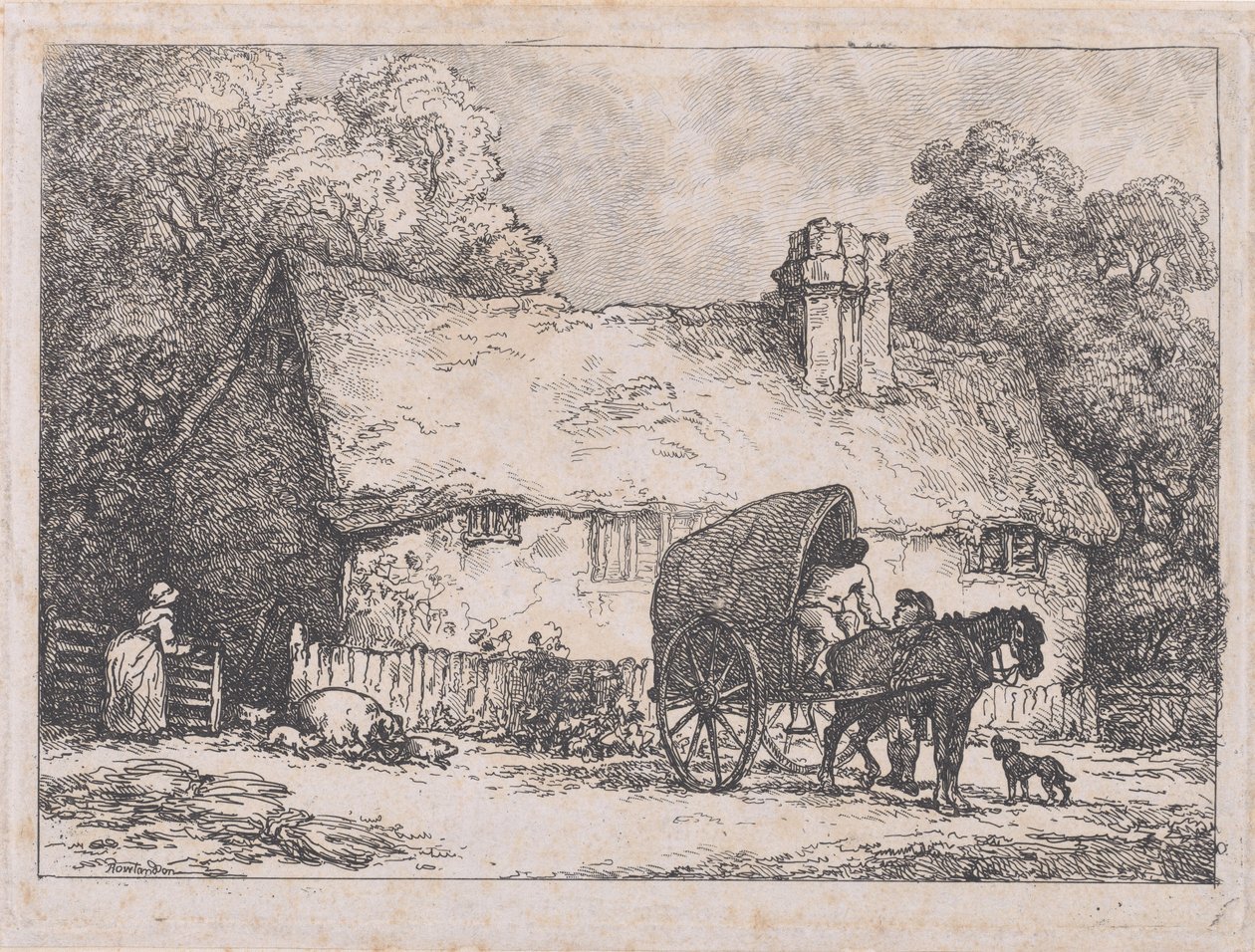 Hytte med vogn og grise af Thomas Rowlandson