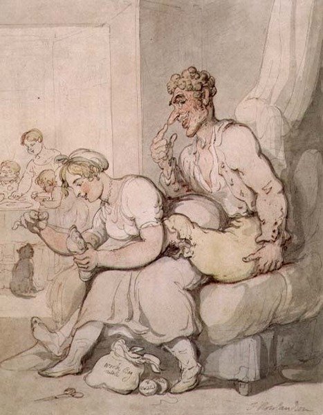 Sokken (pen og blæk, akvarel) af Thomas Rowlandson