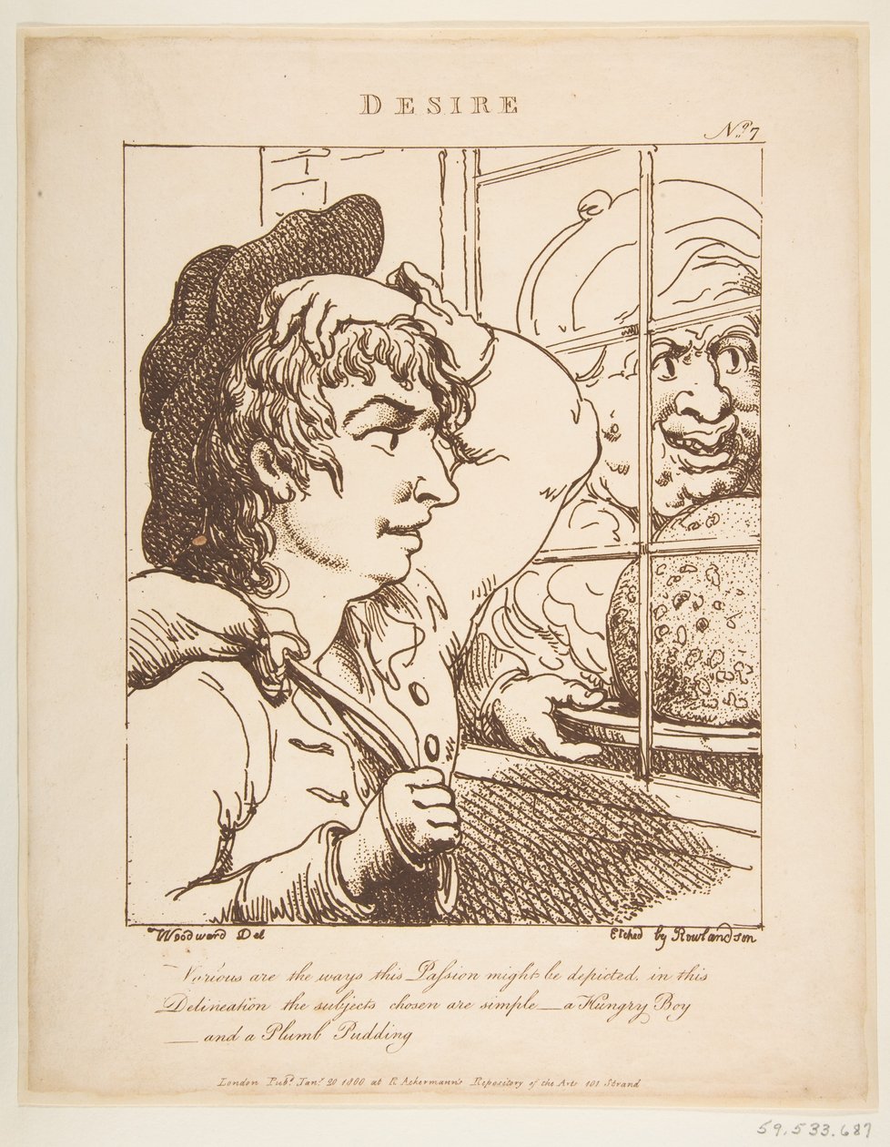 Desire Le Brun Travested, eller Caricatures of the Passions, 20. januar 1800. af Thomas Rowlandson