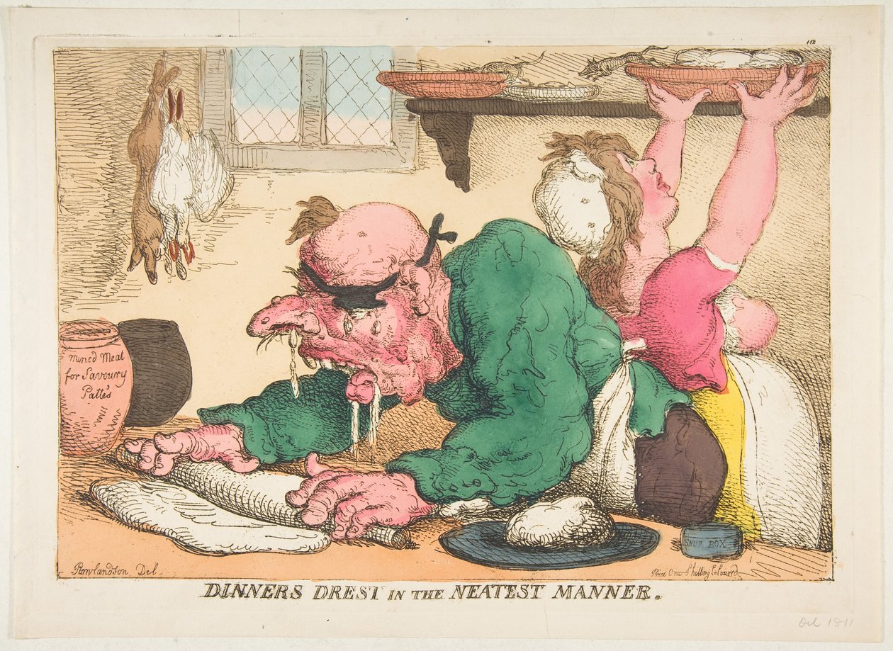 Middage klæder sig på den pæneste måde, oktober 1811. af Thomas Rowlandson