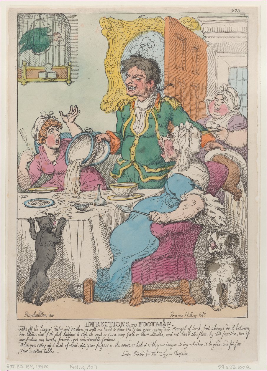 Vejledning til Footmen, 10. november 1807., 10. november 1807. af Thomas Rowlandson