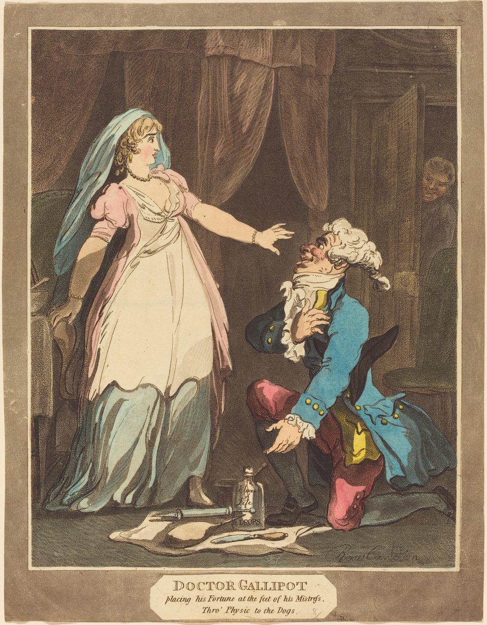 Doktor Gallipot lægger sin formue for fødderne af sin elskerinde af Thomas Rowlandson