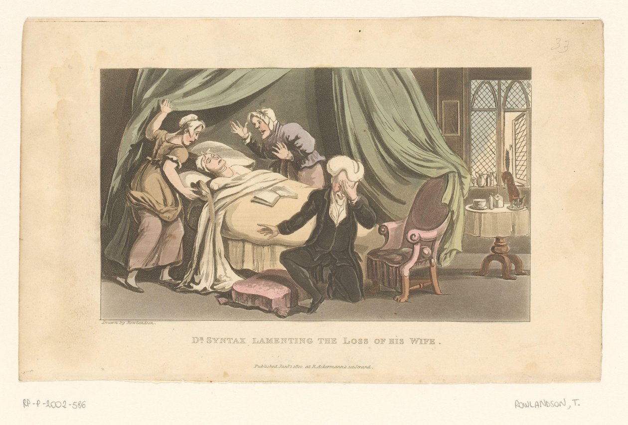 Doctor Syntax sørger over sin afdøde kone af Thomas Rowlandson