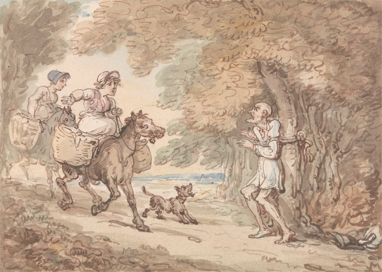 Dr. Syntax Bound to a Tree af Highwaymen af Thomas Rowlandson