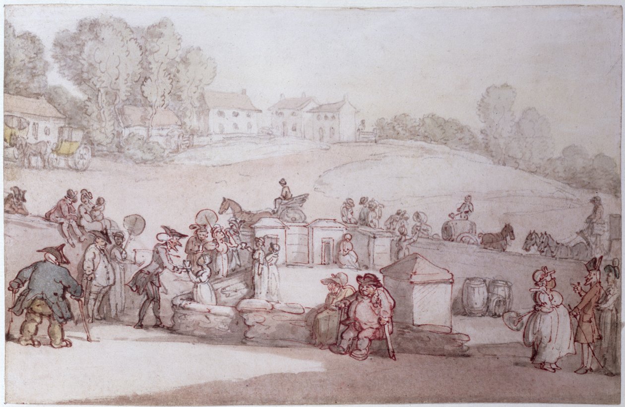 Dr Syntax på Harrogate Spa (pen, wc og blyant på papir) af Thomas Rowlandson