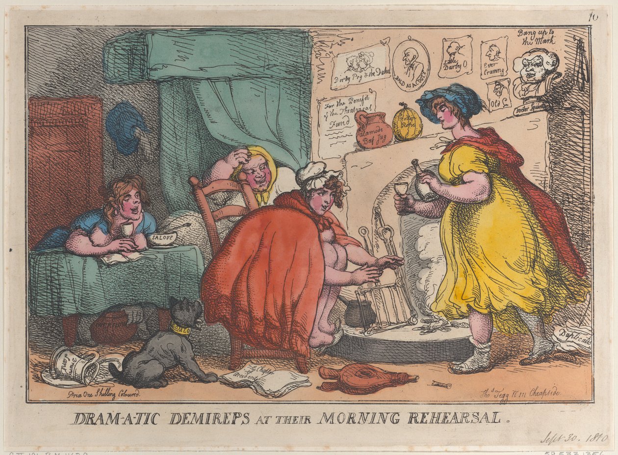 Dram-a-tic Demireps ved deres morgenprøve, 30. september 1810., 30. september 1810. af Thomas Rowlandson