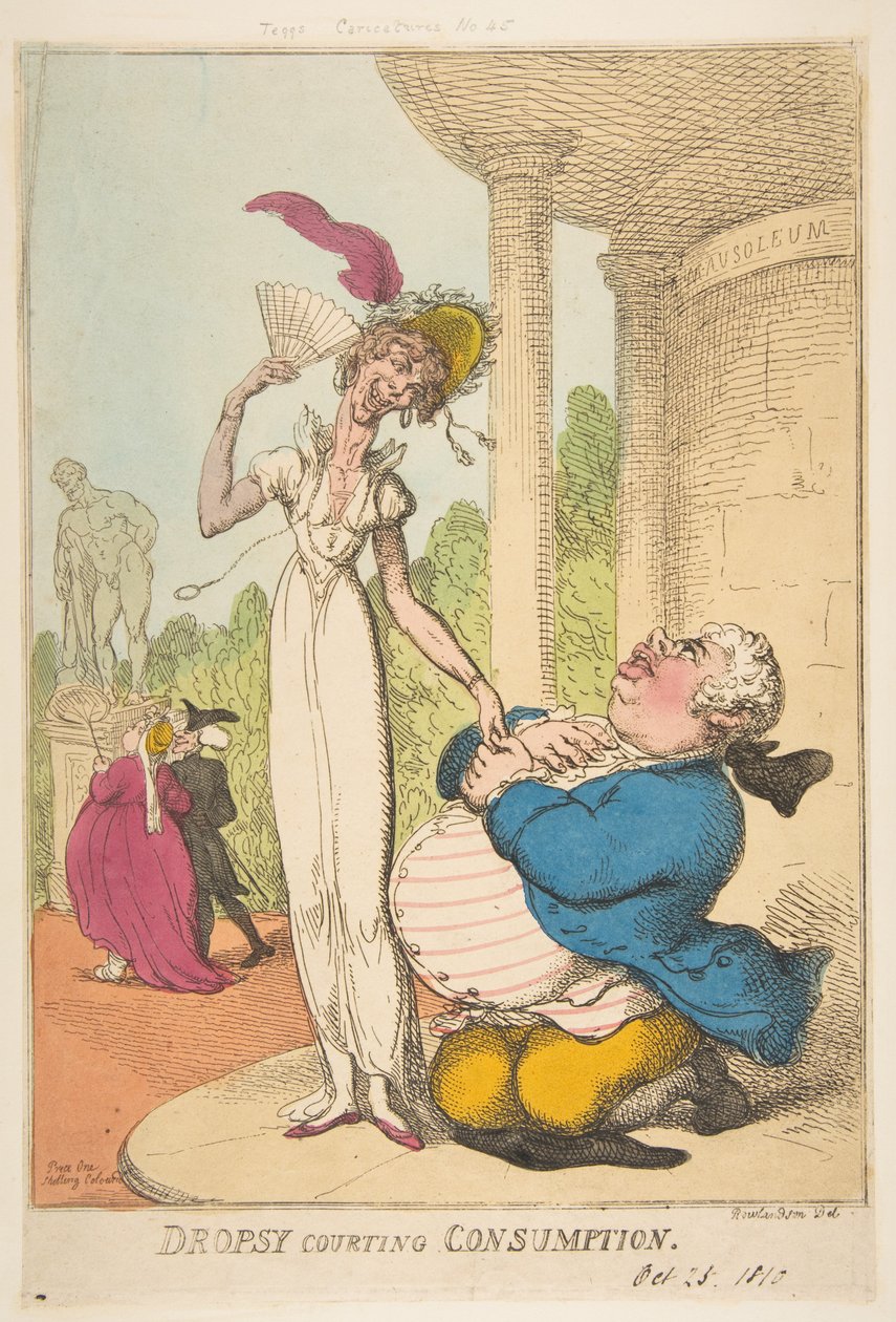 Dropsy Courting Consumption, 25. oktober 1810. af Thomas Rowlandson