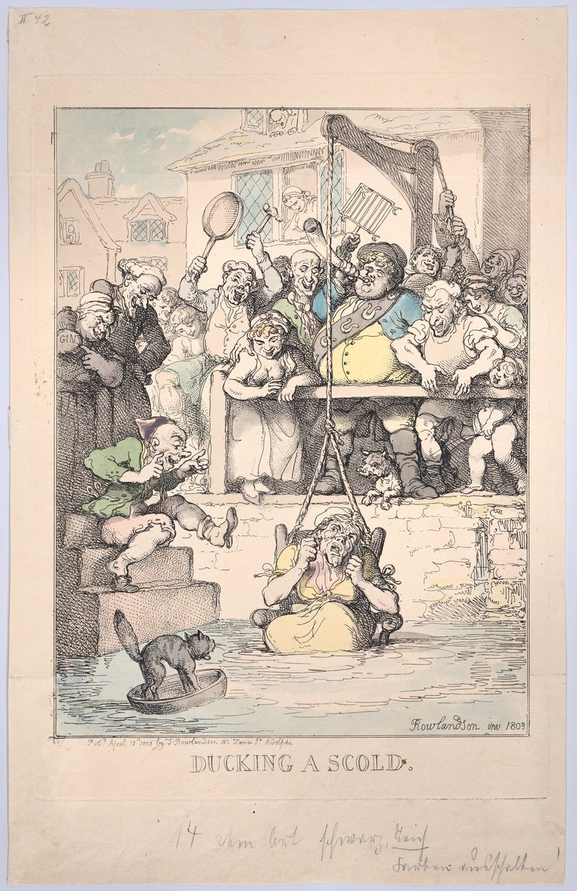Ducking a scold, 12. april 1803., 12. april 1803. af Thomas Rowlandson