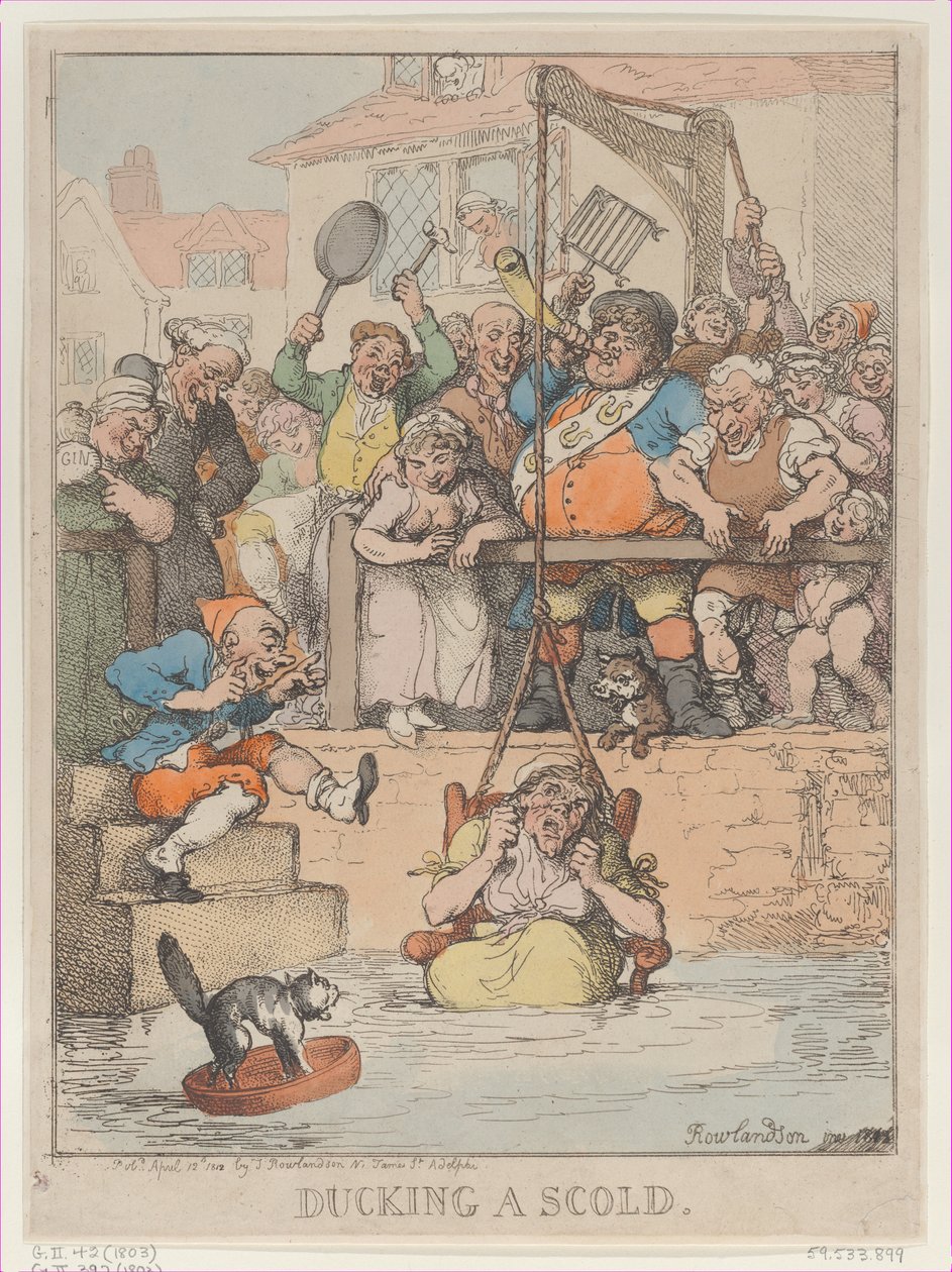 Ducking a scold, [12. april 1803], genudgivet 12. april,..., [12. april 1803], genudgivet 12. april 1812. af Thomas Rowlandson