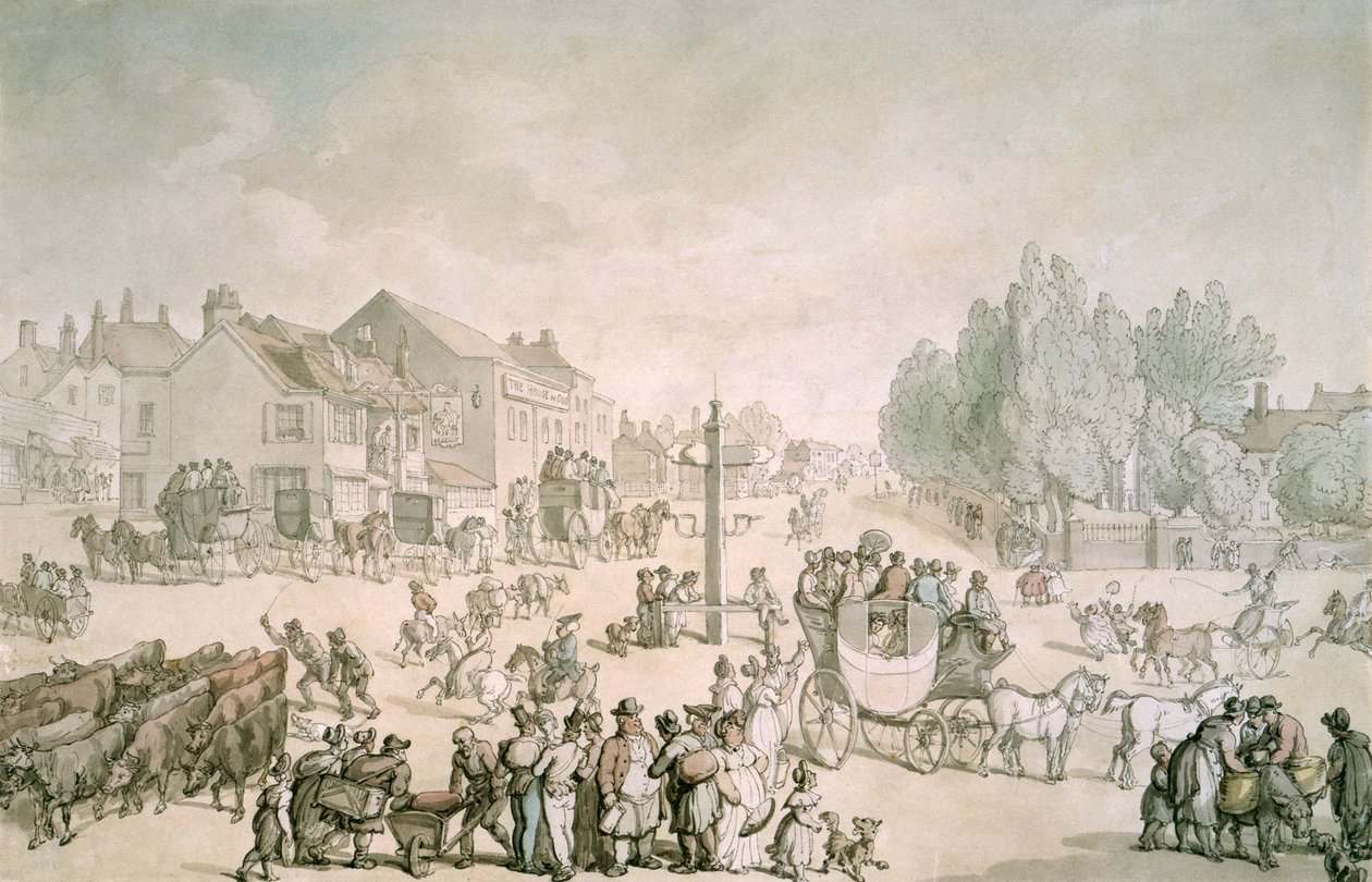 Elephant and Castle, Southwark, London, c1805-c1820 af Thomas Rowlandson