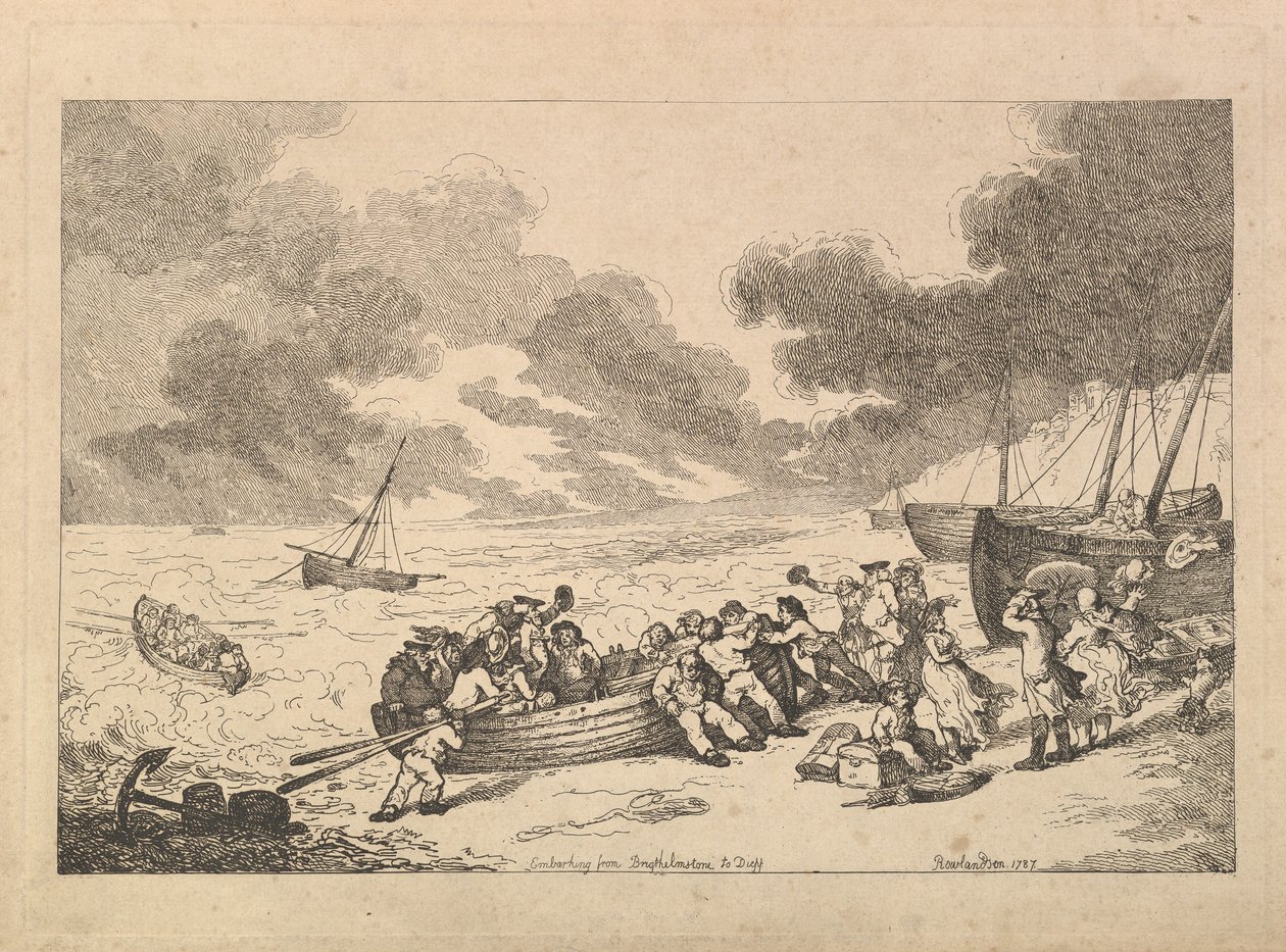 Indskibning fra Brighthelmstone til Dieppe] fra, Imitations of Modern Drawings, 1787. af Thomas Rowlandson