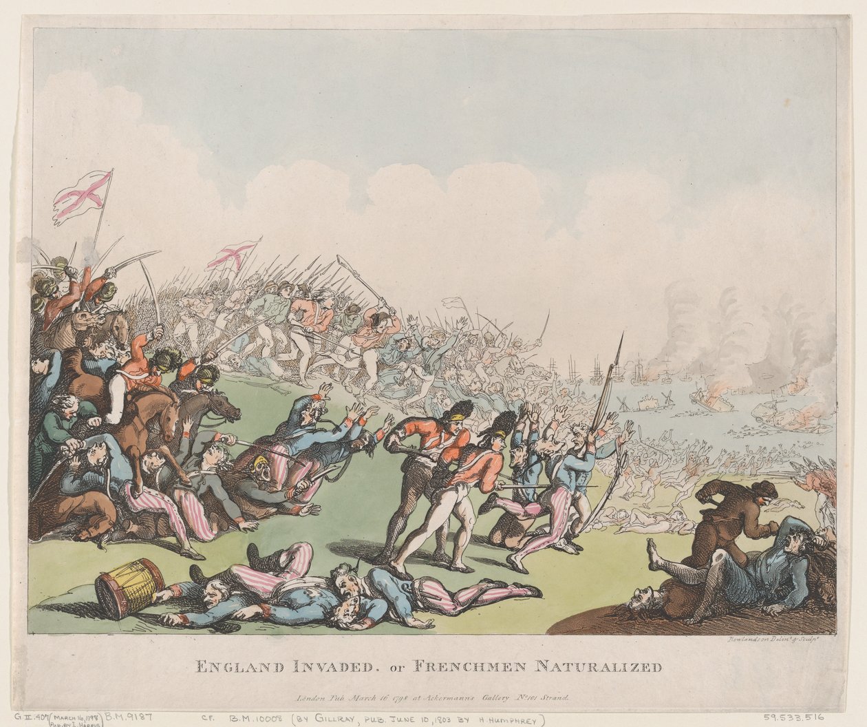 England invaderet, eller franskmænd naturaliseret, 16. marts 1798., 16. marts 1798. af Thomas Rowlandson