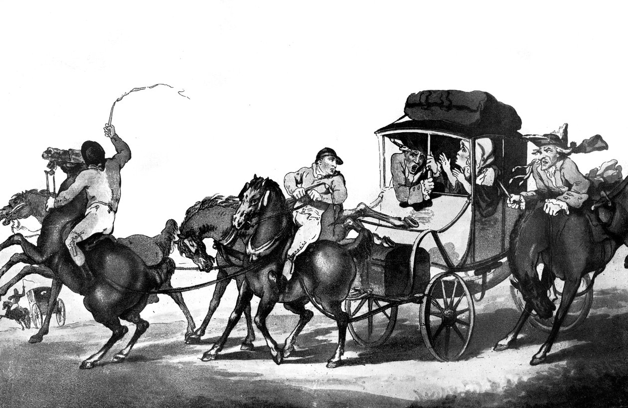 Engelsk Travelling, eller den første etape fra Dover, 1785. af Thomas Rowlandson