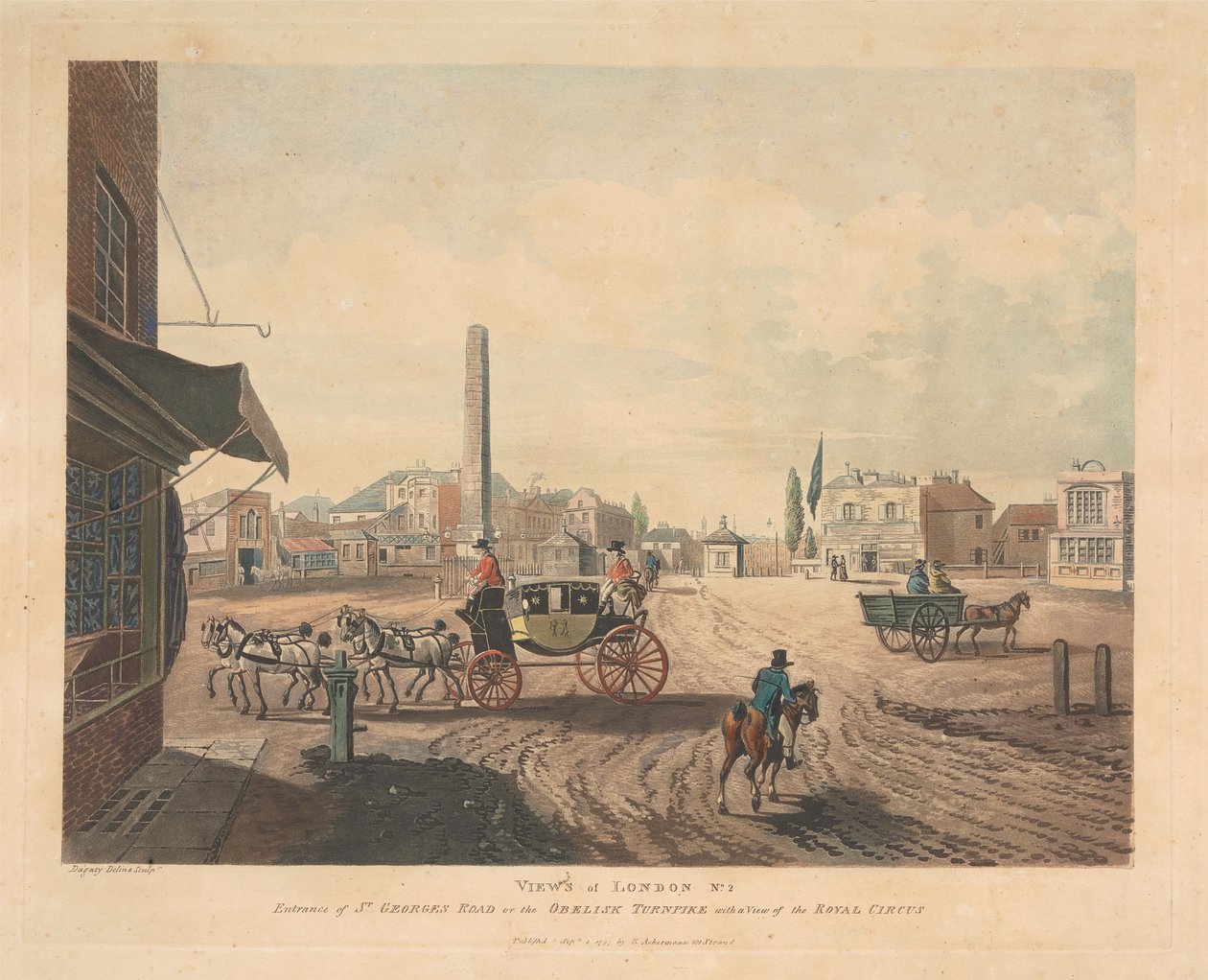 Indkørsel fra St. Georges Road eller Obelisk Turnpike (nr. 2) af Thomas Rowlandson