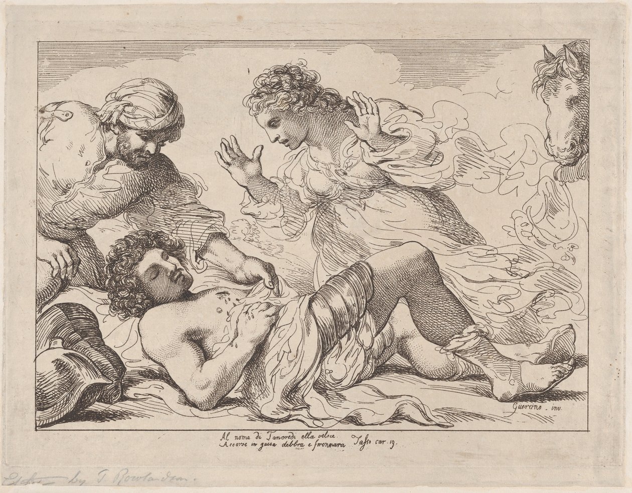 Erminia opdager den sårede Tancred fra Tasso, Jerusalem Liberated, ca. 1790., ca. 1790. af Thomas Rowlandson