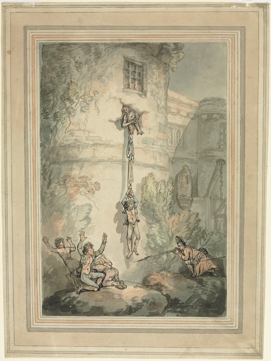 Flugt af franske fanger. af Thomas Rowlandson