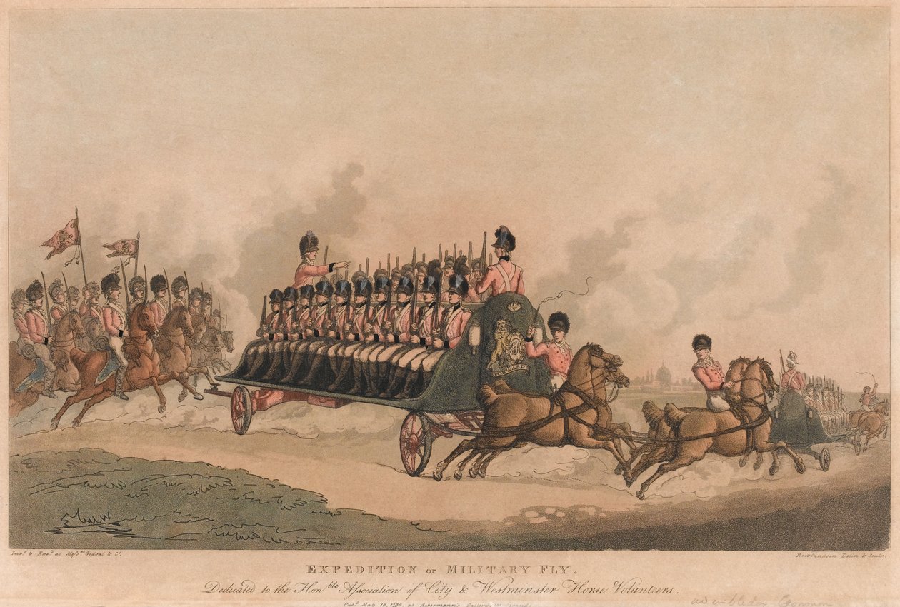Expedition of Military Fly (akvatint, farve) af Thomas Rowlandson